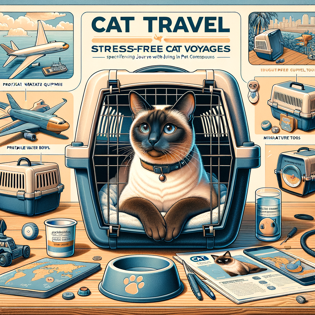 Siamese Cat Travel Guide demonstrating stress-free cat travel techniques with a calm Siamese cat in a pet carrier, providing essential Siamese Cat Travel Advice and Tips for Traveling with Cats.