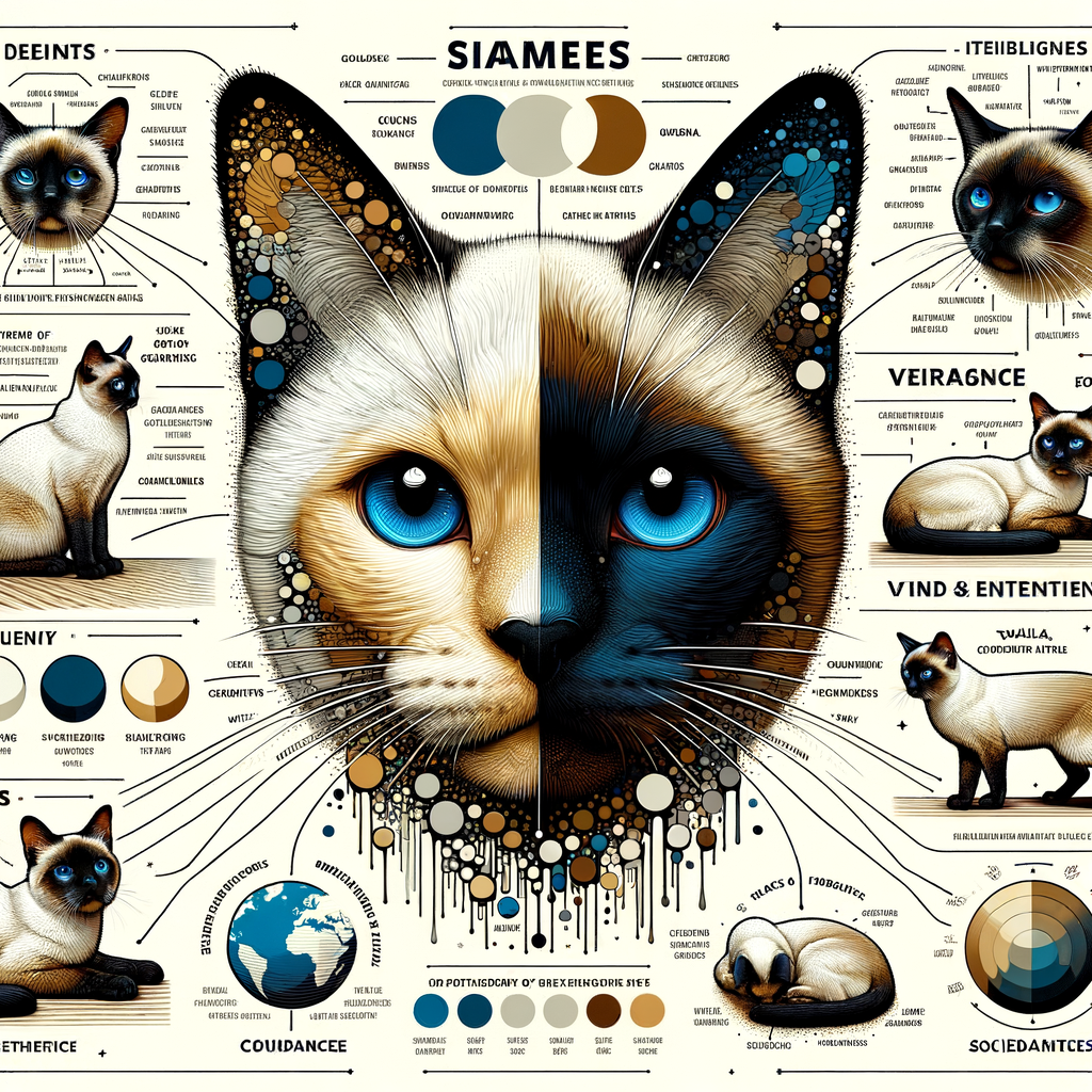 Infographic illustrating Siamese Cat Traits and Behavior, debunking Siamese Cat Myths and Misconceptions, and highlighting Siamese Cat Personality Traits and Characteristics for better understanding of Siamese Cats.